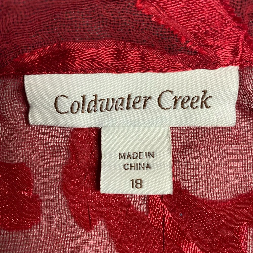 Coldwater Creek Red Sheer Oversized Blouse Women’s Size 18 - Picture 3 of 4